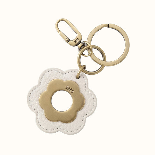 Daisy Keychain in Pebbled Leather - Coastal Cloud
