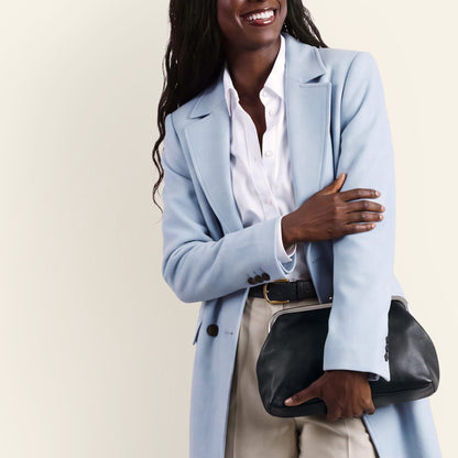 Alba Frame Large Shoulder Bag In Pebbled Leather - Black