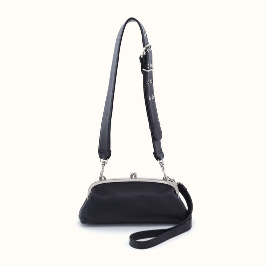 Alba Frame Small Shoulder Bag In Pebbled Leather - Black