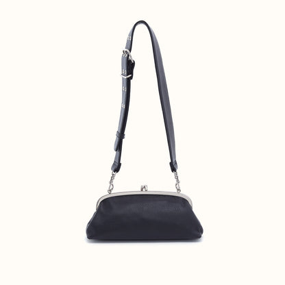 Alba Frame Small Shoulder Bag In Pebbled Leather - Black
