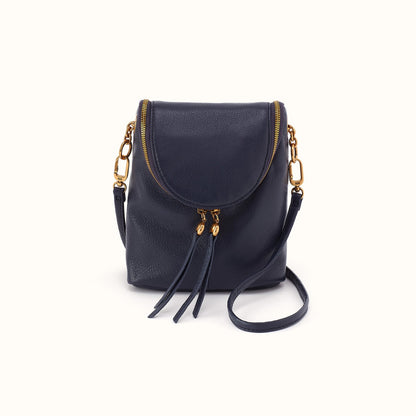 Fern Duo Crossbody In Pebbled Leather - Ink Navy