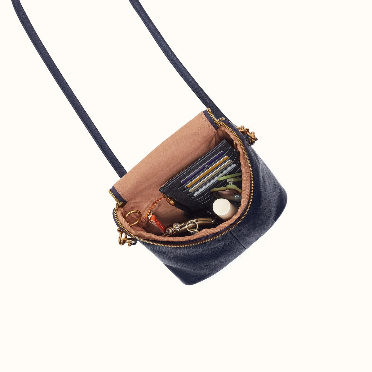 Fern Duo Crossbody In Pebbled Leather - Ink Navy