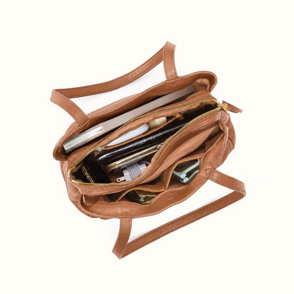 Starr Tote In Pebbled Leather - Timber Brown