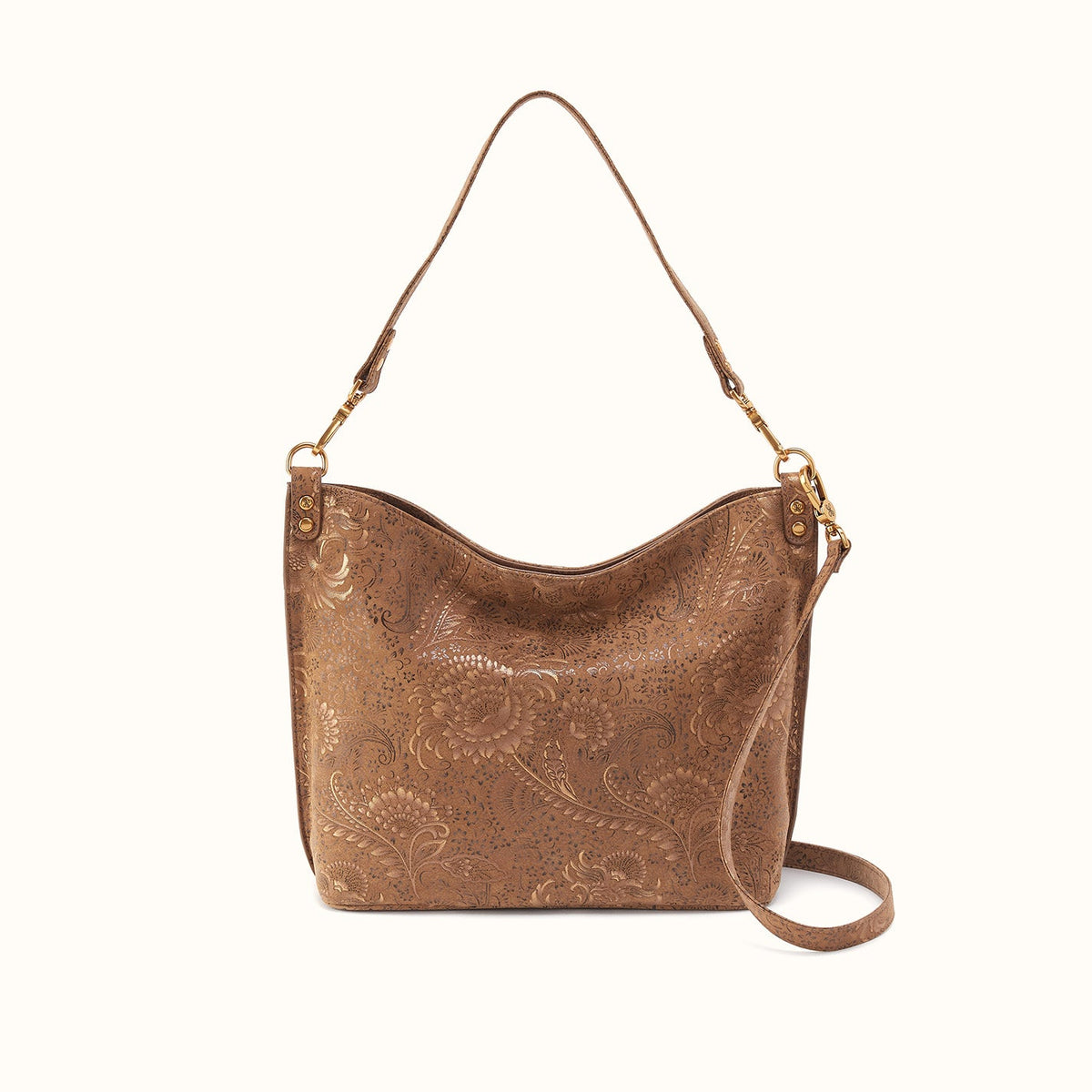 Pier Shoulder Bag In Printed Leather - Mink Folklore