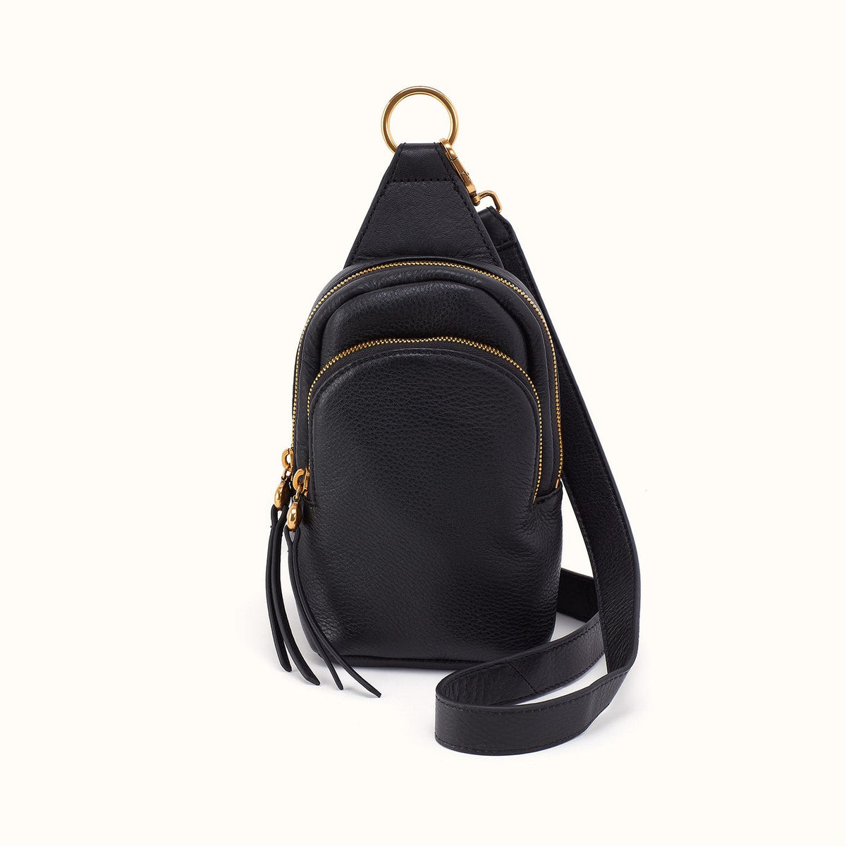 Fern Small Sling In Pebbled Leather - Black