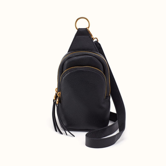 Fern Small Sling In Pebbled Leather - Black