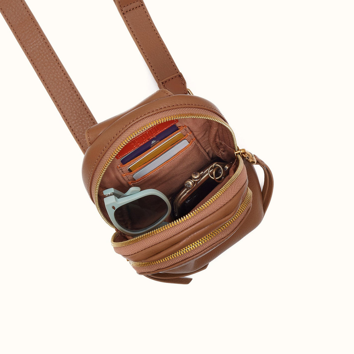 Fern Small Sling In Pebbled Leather - Timber Brown