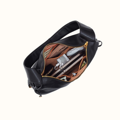 Kori Hobo Shoulder In Pebbled Leather - Black