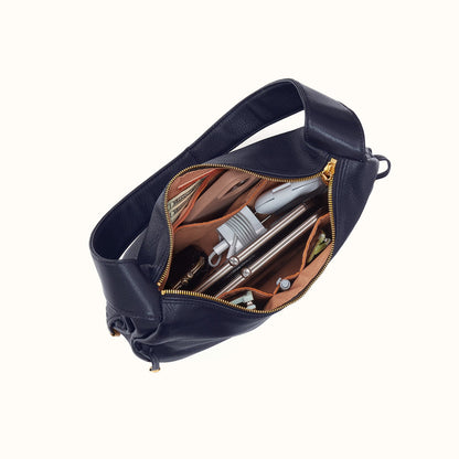 Kori Hobo Shoulder In Pebbled Leather - Ink Navy