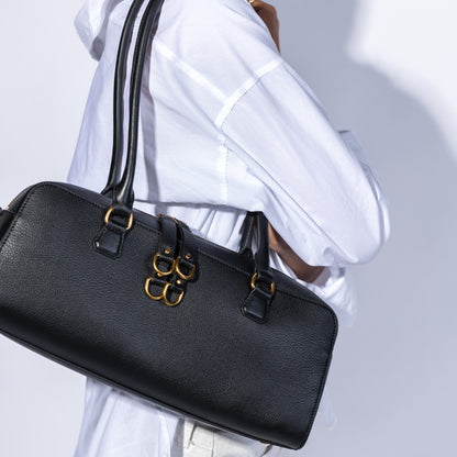 Sadie Satchel In Pebbled Leather - Black