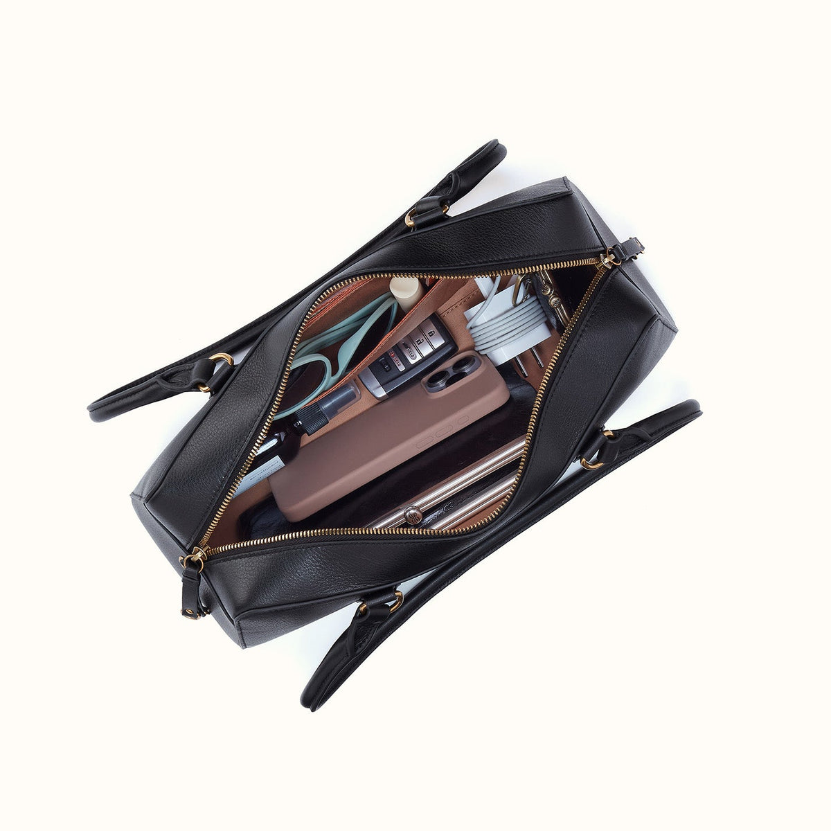 Sadie Satchel In Pebbled Leather - Black