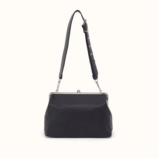 Alba Large With Single Strap in Pebbled Leather - Black