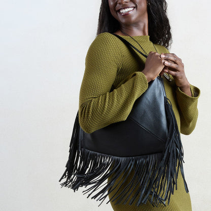 Paloma Hobo In Pebbled Leather - Black