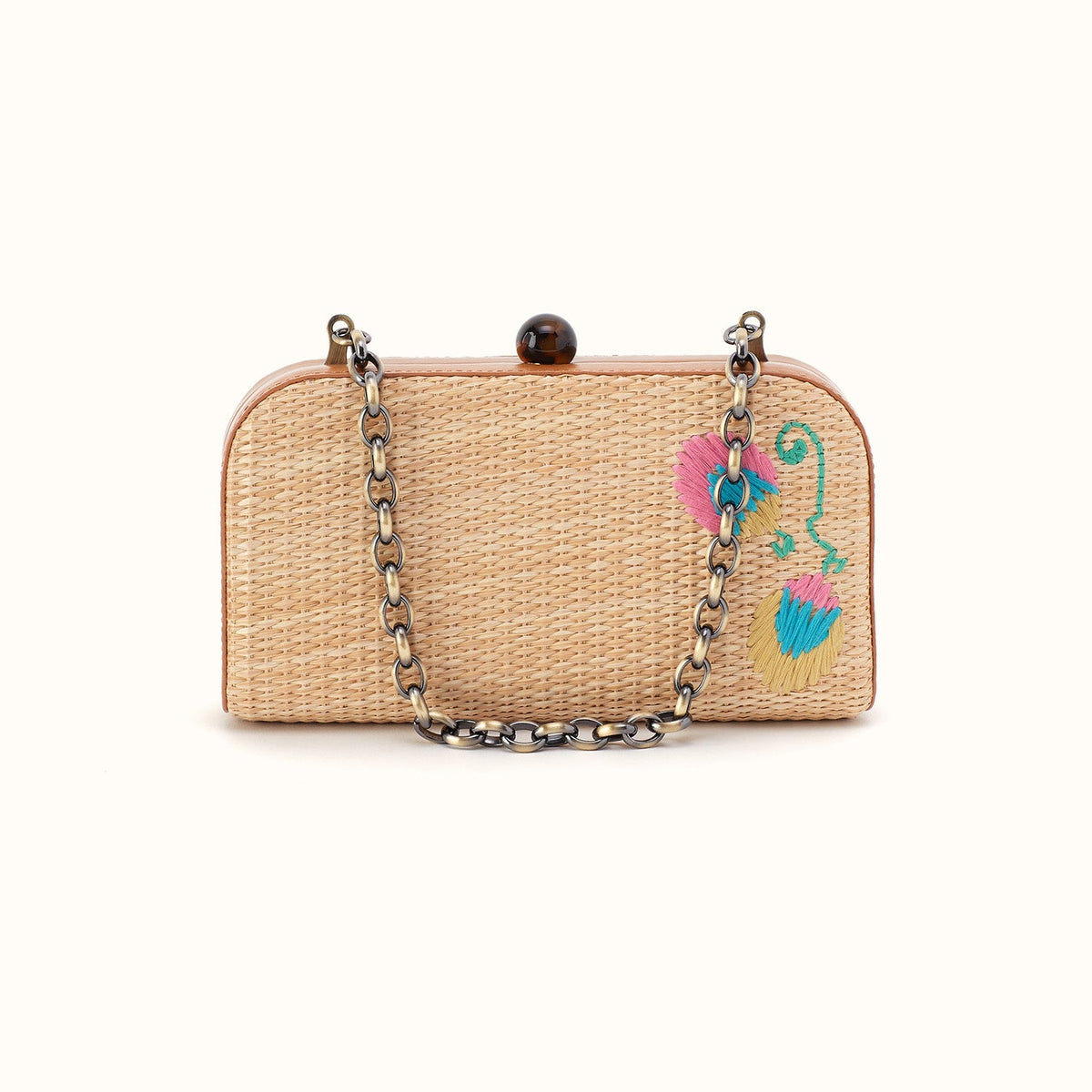 Lauren Minaudiere In Woven Straw - Natural Straw