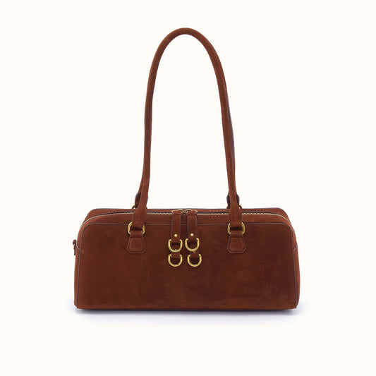 Sadie Satchel In Suede Leather - Chocolate