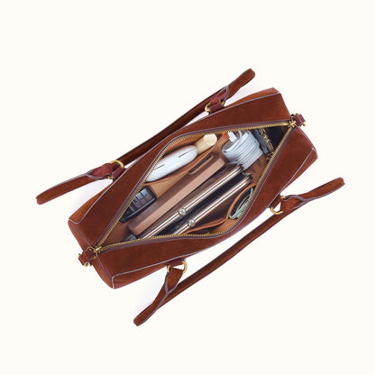Sadie Satchel In Suede Leather - Chocolate