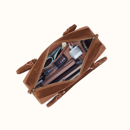 Sadie Satchel in Suede Leather - Truffle