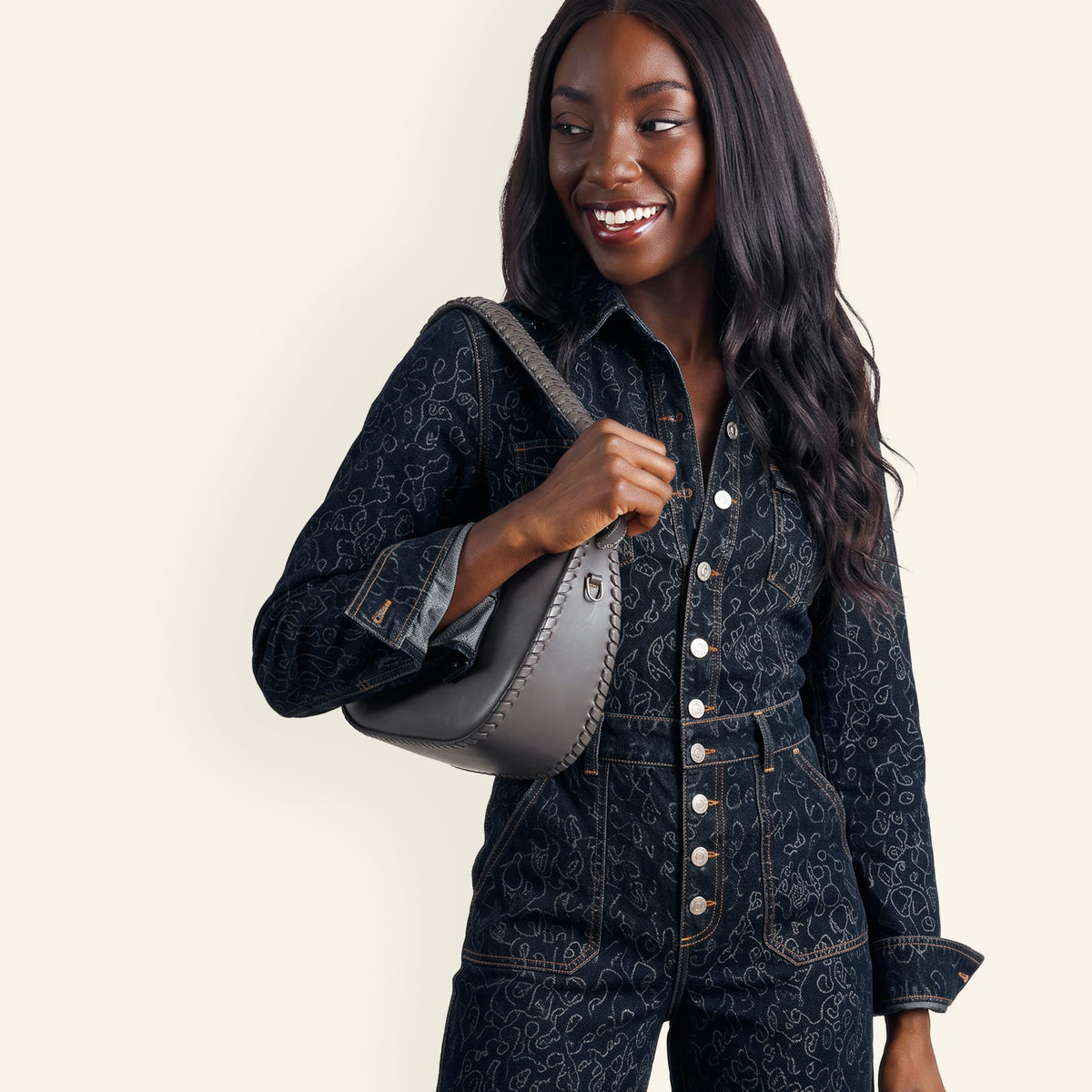 Mia Crescent Hobo In Suede Leather - Hearthstone