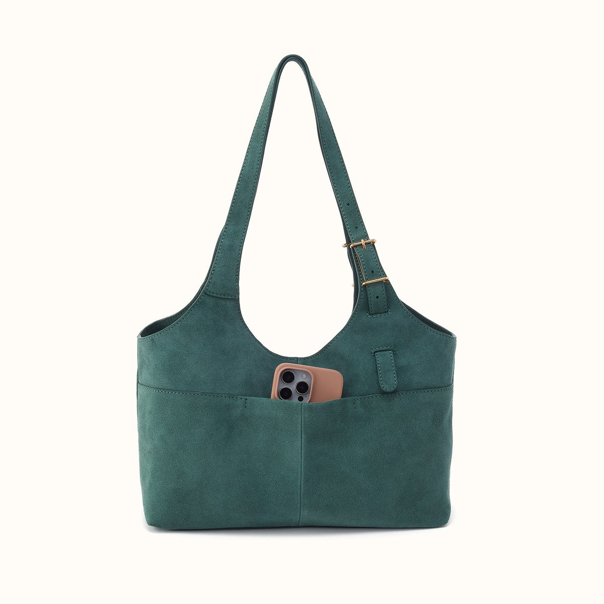 Atlas Tote In Suede Leather - Pine Needle