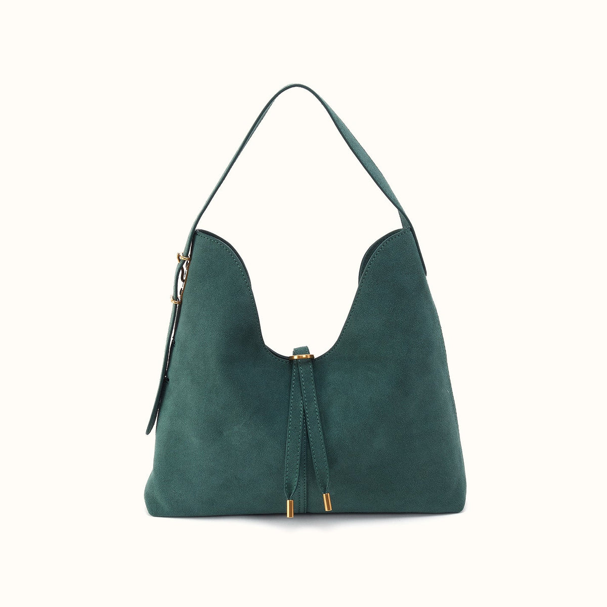 Atlas Hobo Bag In Suede Leather - Pine Needle