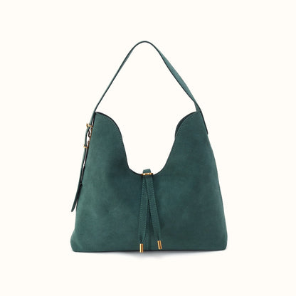 Atlas Hobo Bag In Suede Leather - Pine Needle