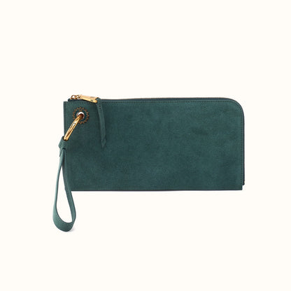 Jett Wristlet In Suede Leather - Pine Needle