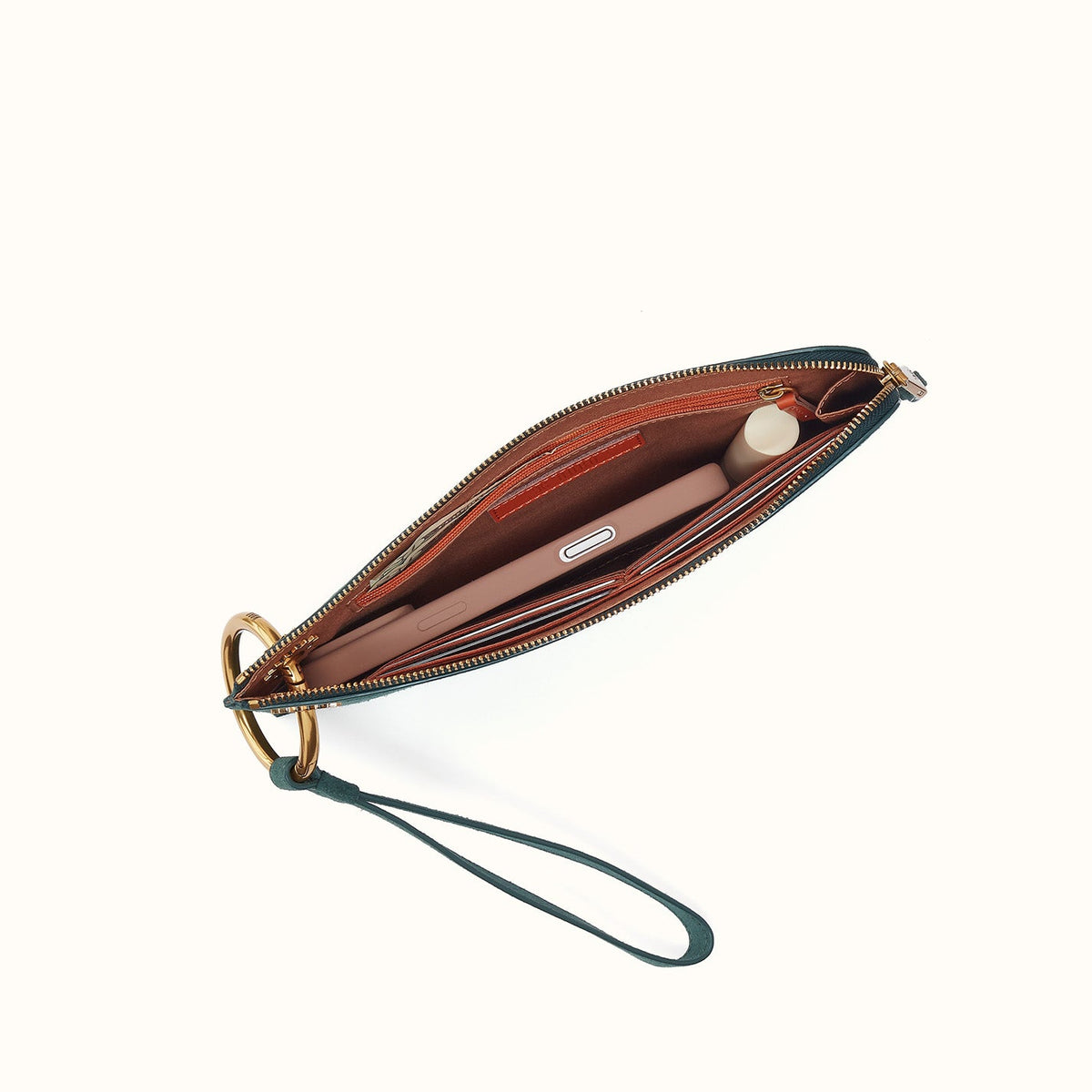 Jett Wristlet In Suede Leather - Pine Needle