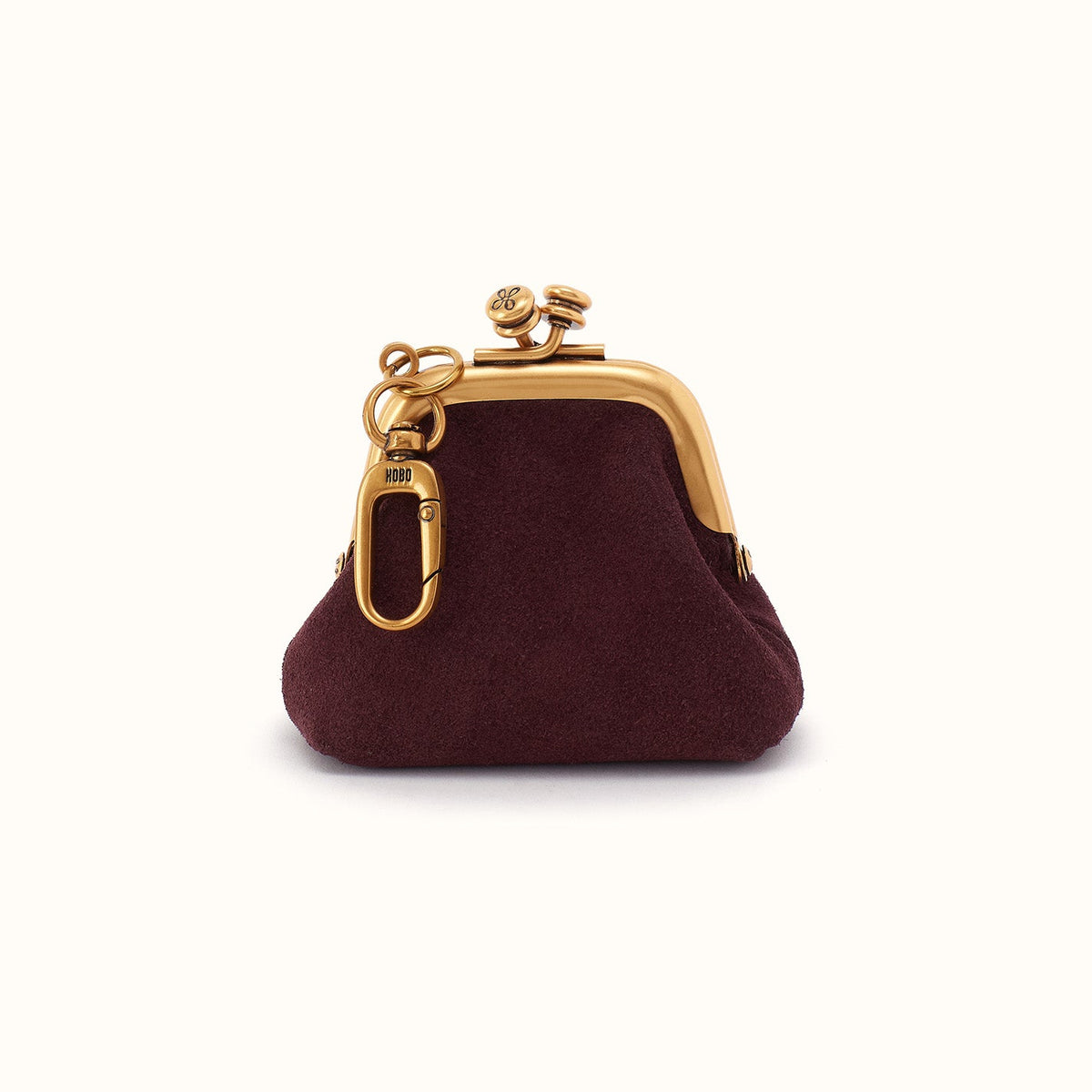 Run Frame Pouch In Suede Leather - Dark Cherry