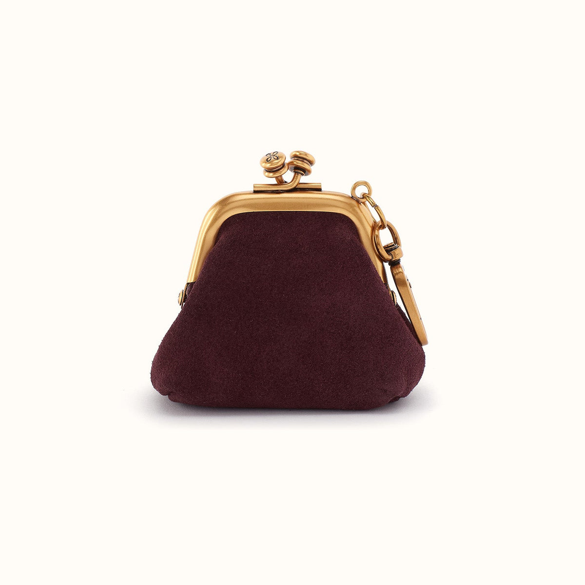 Run Frame Pouch In Suede Leather - Dark Cherry