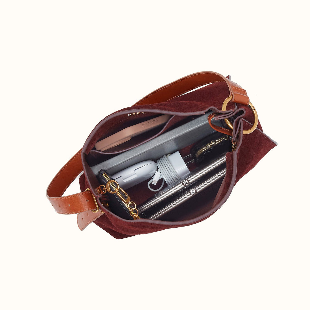 Rayna Shoulder Bag In Suede Leather - Chocolate