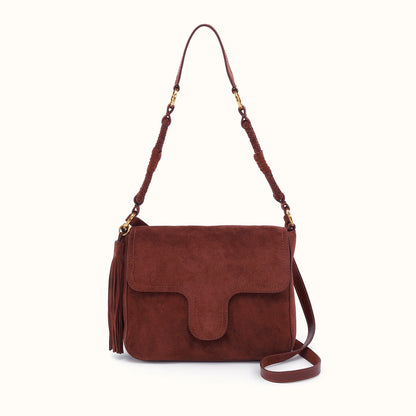 Rogue Shoulder In Suede Leather - Chocolate