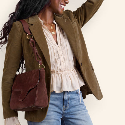 Rogue Shoulder In Suede Leather - Chocolate