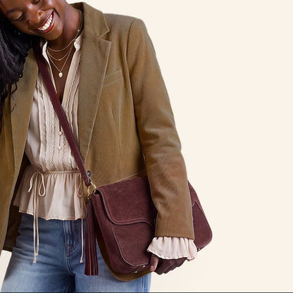 Rogue Shoulder In Suede Leather - Chocolate