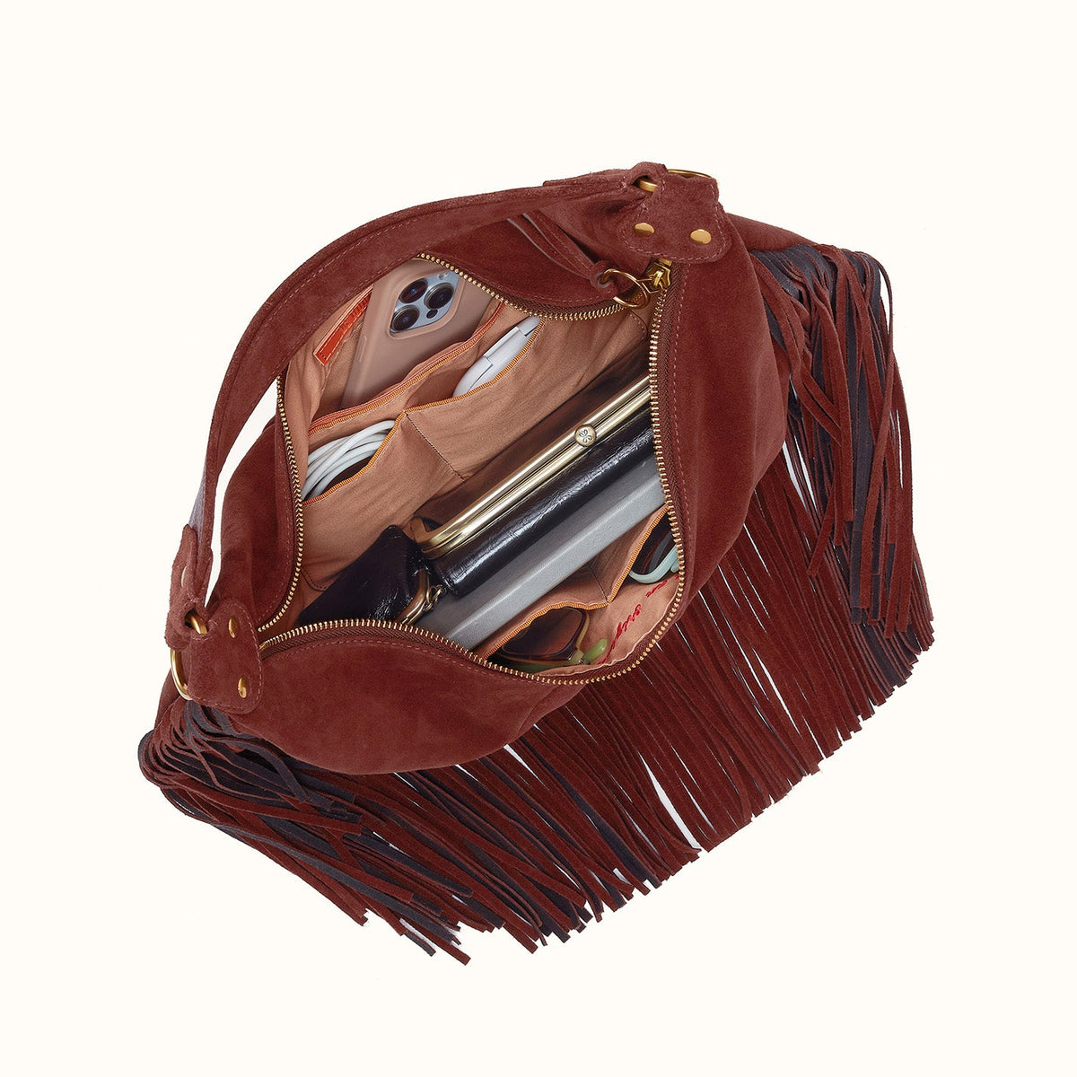 Paloma Hobo In Suede Leather - Chocolate