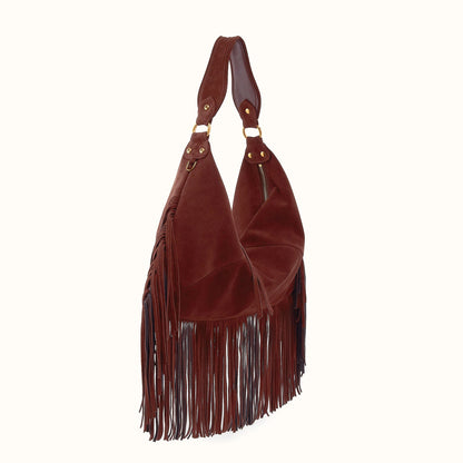 Paloma Hobo In Suede Leather - Chocolate