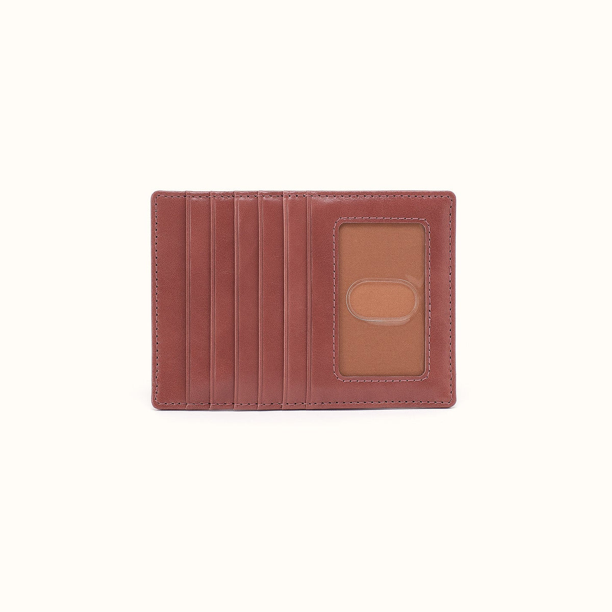 Euro Slide Card Case In Polished Leather - Rosewood