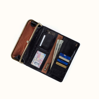Rachel Continental Wallet In Polished Leather - Black