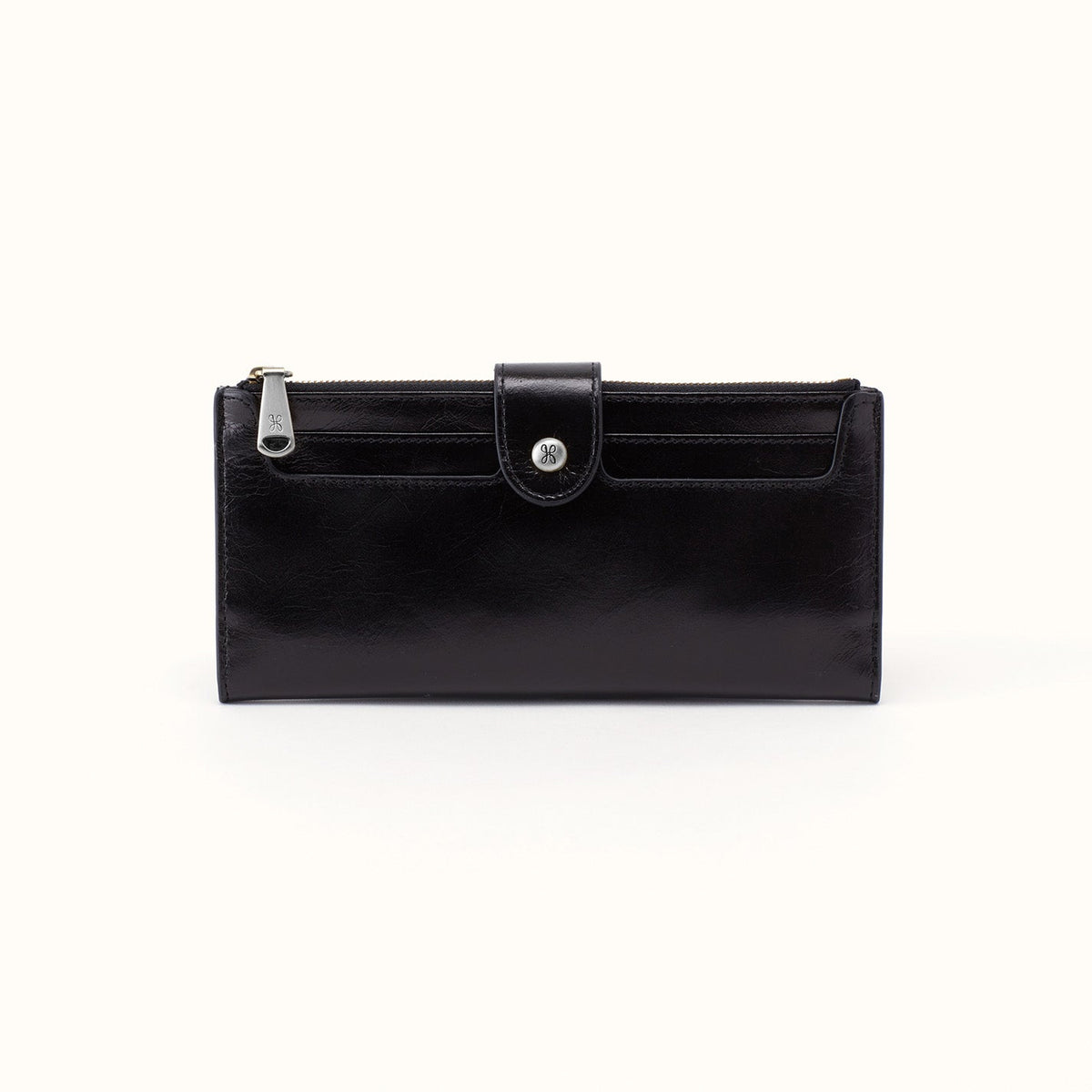 Dunn Continental Wallet In Polished Leather - Black