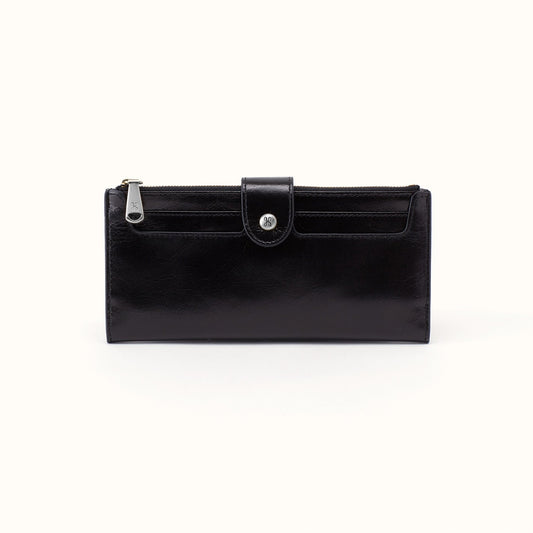 Dunn Continental Wallet In Polished Leather - Black