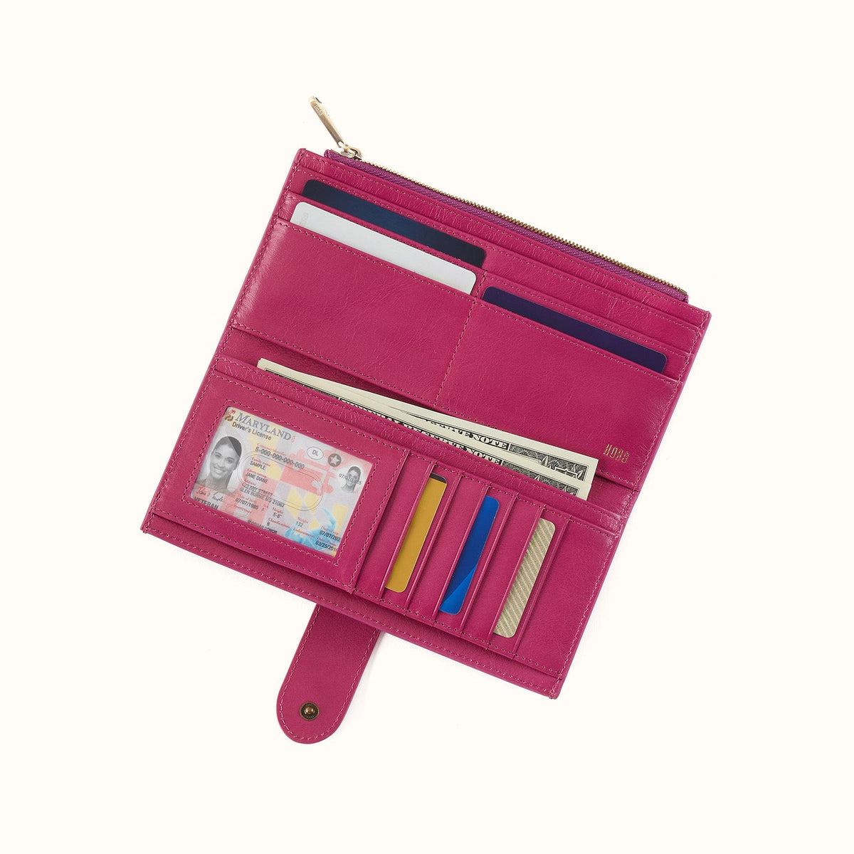 Dunn Continental Wallet in Polished Leather - Cactus Flower