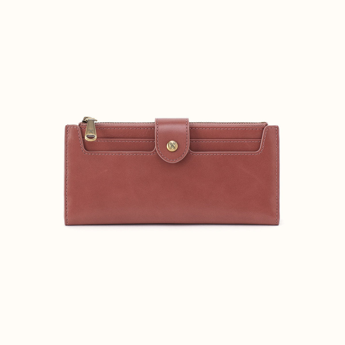 Dunn Continental Wallet In Polished Leather - Rosewood
