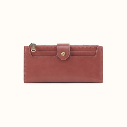 Dunn Continental Wallet In Polished Leather - Rosewood