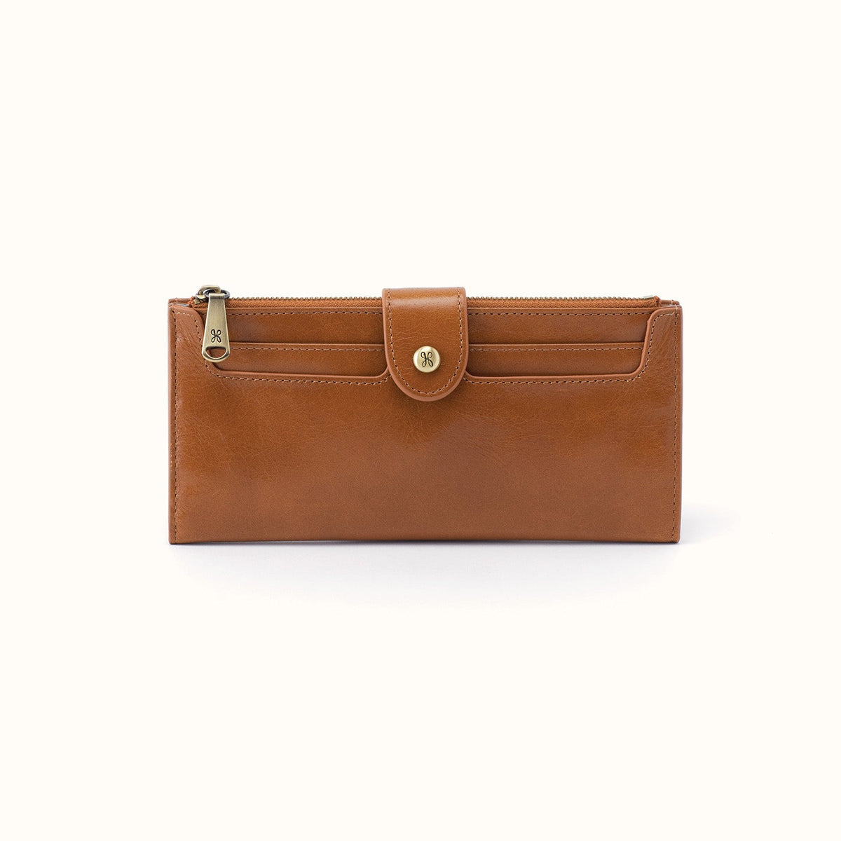 Dunn Continental Wallet In Polished Leather - Truffle
