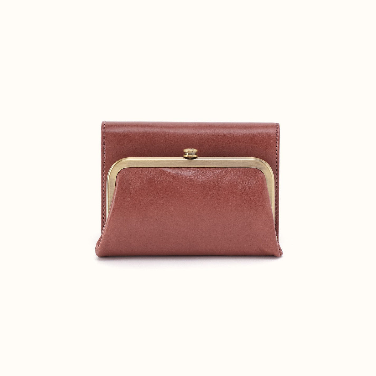 Robin Compact Wallet In Polished Leather - Rosewood