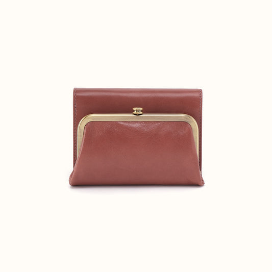 Robin Compact Wallet In Polished Leather - Rosewood