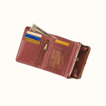 Robin Compact Wallet In Polished Leather - Rosewood