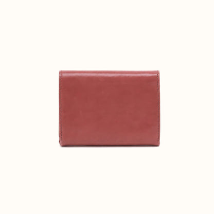 Robin Compact Wallet In Polished Leather - Rosewood