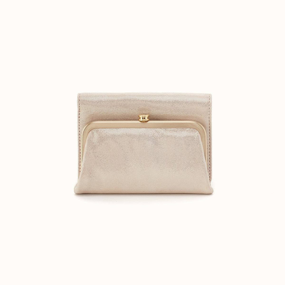 Robin Compact Wallet in Metallic Leather - Sand Shimmer