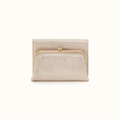 Robin Compact Wallet in Metallic Leather - Sand Shimmer