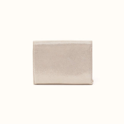 Robin Compact Wallet in Metallic Leather - Sand Shimmer